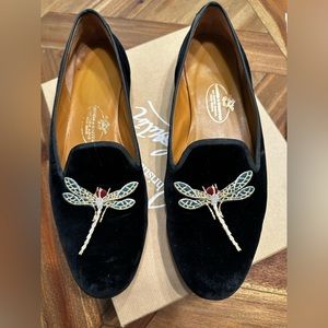 Stubbs & Wooten dragonfly black velvet loafer size 11N